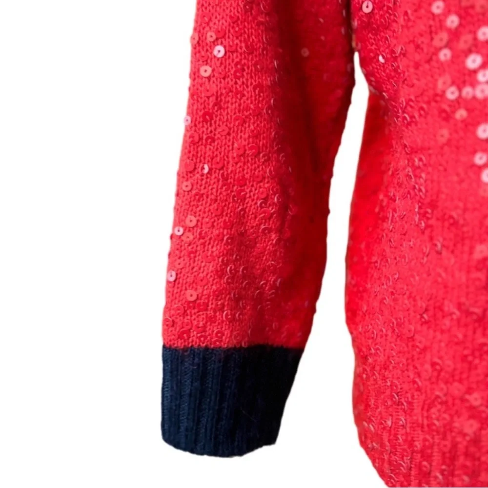 J CREW Red Scattered Sequin Pullover Sweater Mohair Wool Blend - Size XS - Picture 6 of 10